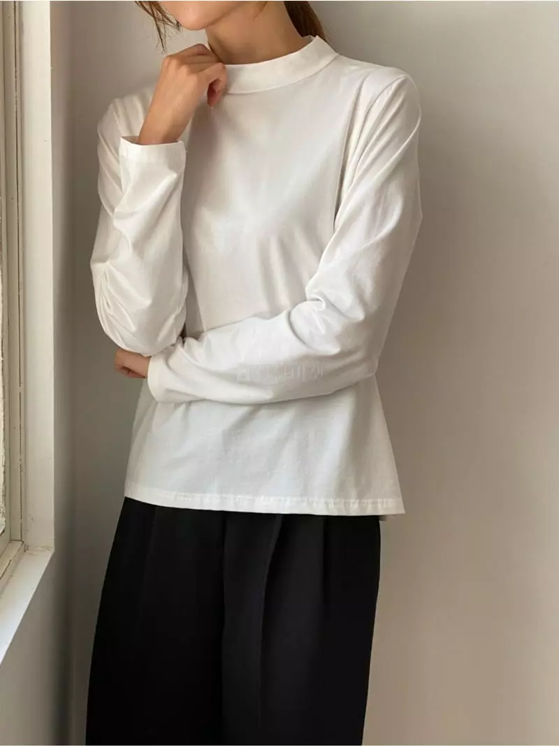 Analog Beige - Korean Women Fashion - #romanticstyle - Half Turtleneck Tee - 10
