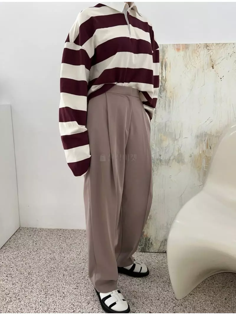 Analog Beige - Korean Women Fashion - #romanticstyle - Strieps Rugby Tee - 5