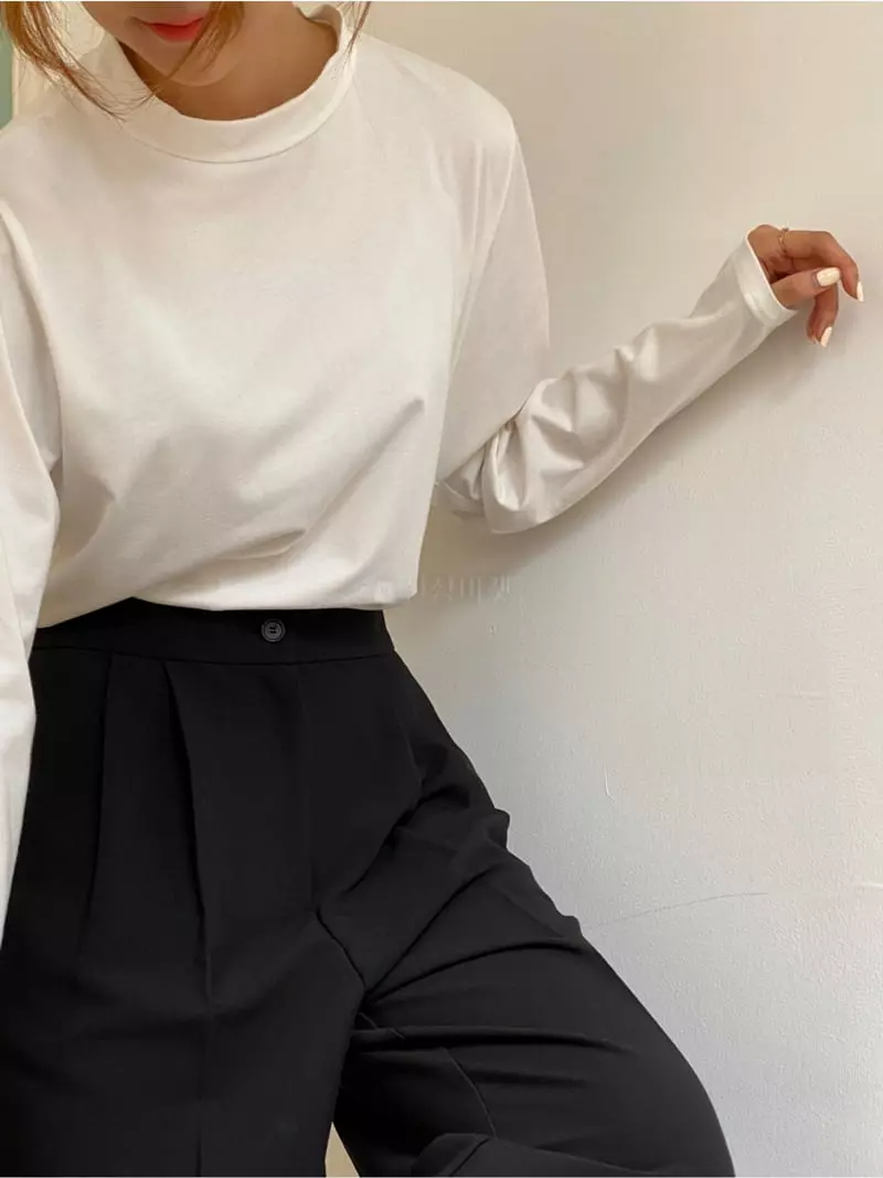Analog Beige - Korean Women Fashion - #shopsmall - Half Turtleneck Tee - 11