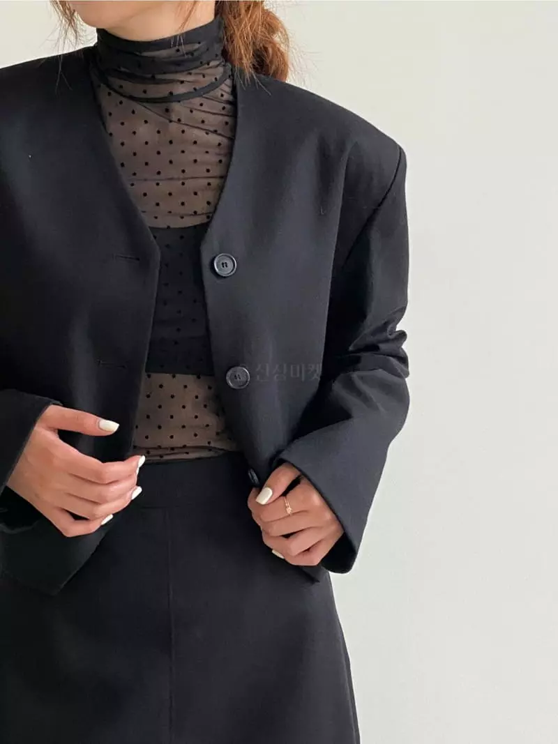 Analog Beige - Korean Women Fashion - #shopsmall - Dot Mesh Turtleneck Tee - 8