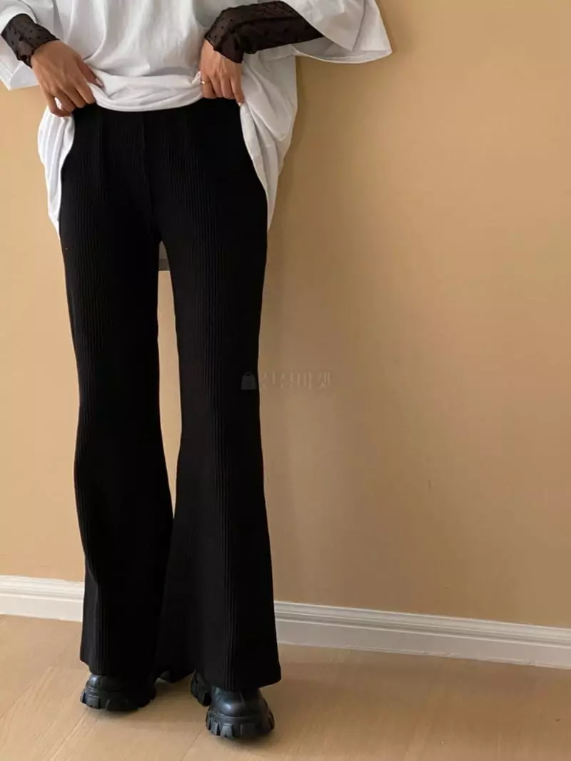 Analog Beige - Korean Women Fashion - #thatsdarling - Rib Banding Pants - 3