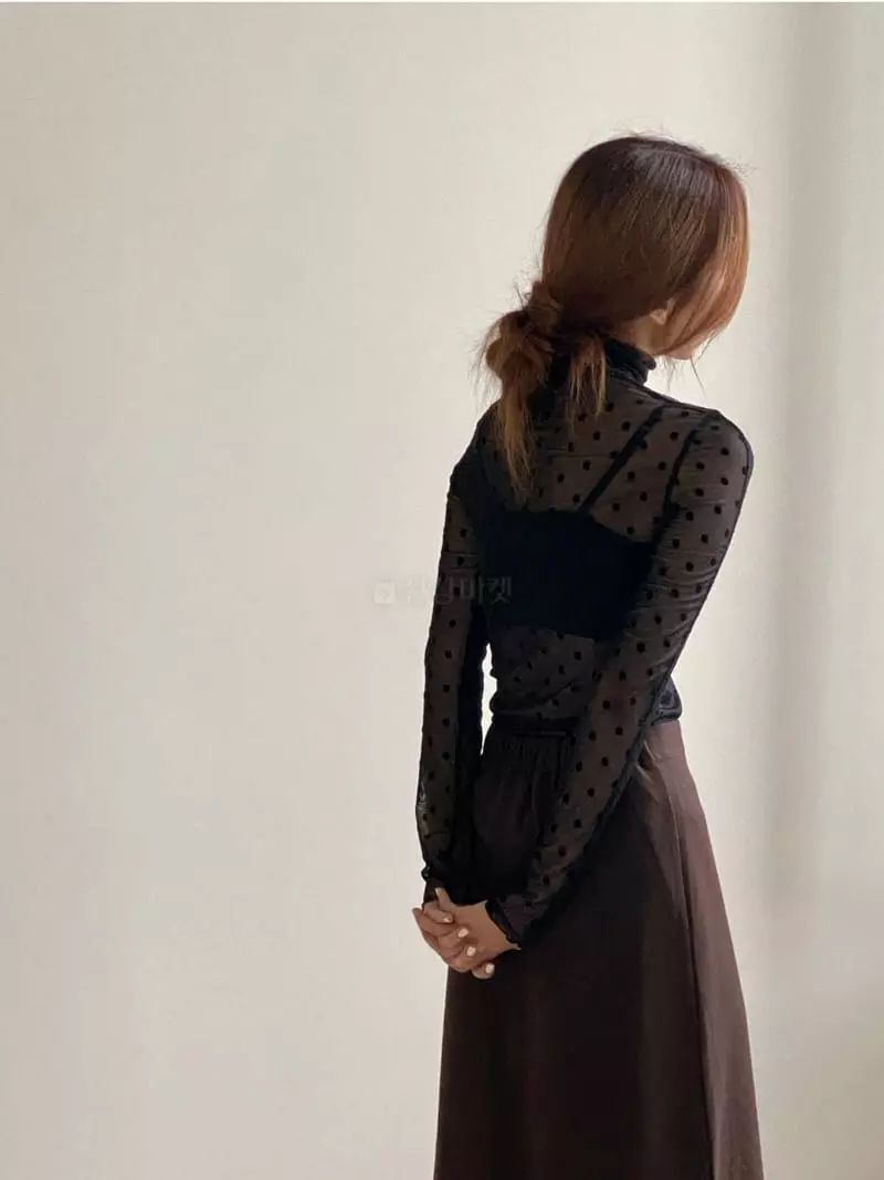 Analog Beige - Korean Women Fashion - #thelittlethings - Dot Mesh Turtleneck Tee - 10