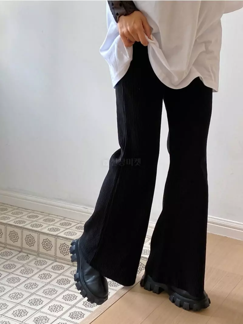 Analog Beige - Korean Women Fashion - #thatsdarling - Rib Banding Pants - 4