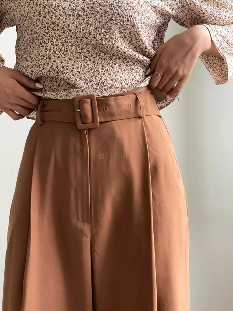 Analog Beige - Korean Women Fashion - #vintageinspired - Belt Pants - 8