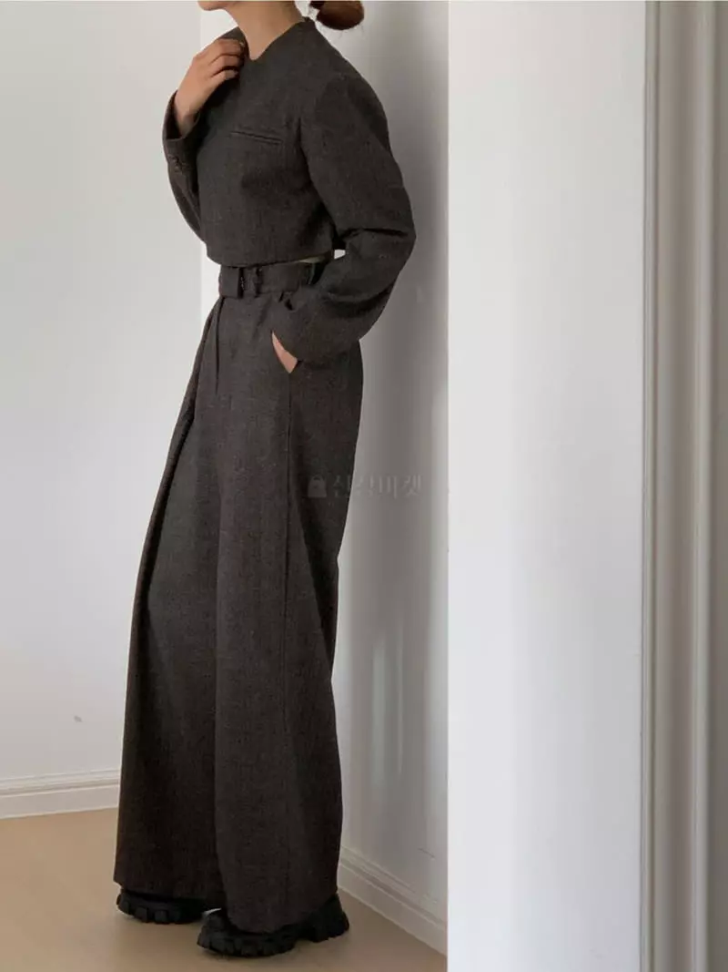 Analog Beige - Korean Women Fashion - #vintagekidsstyle - Herringbone Pants