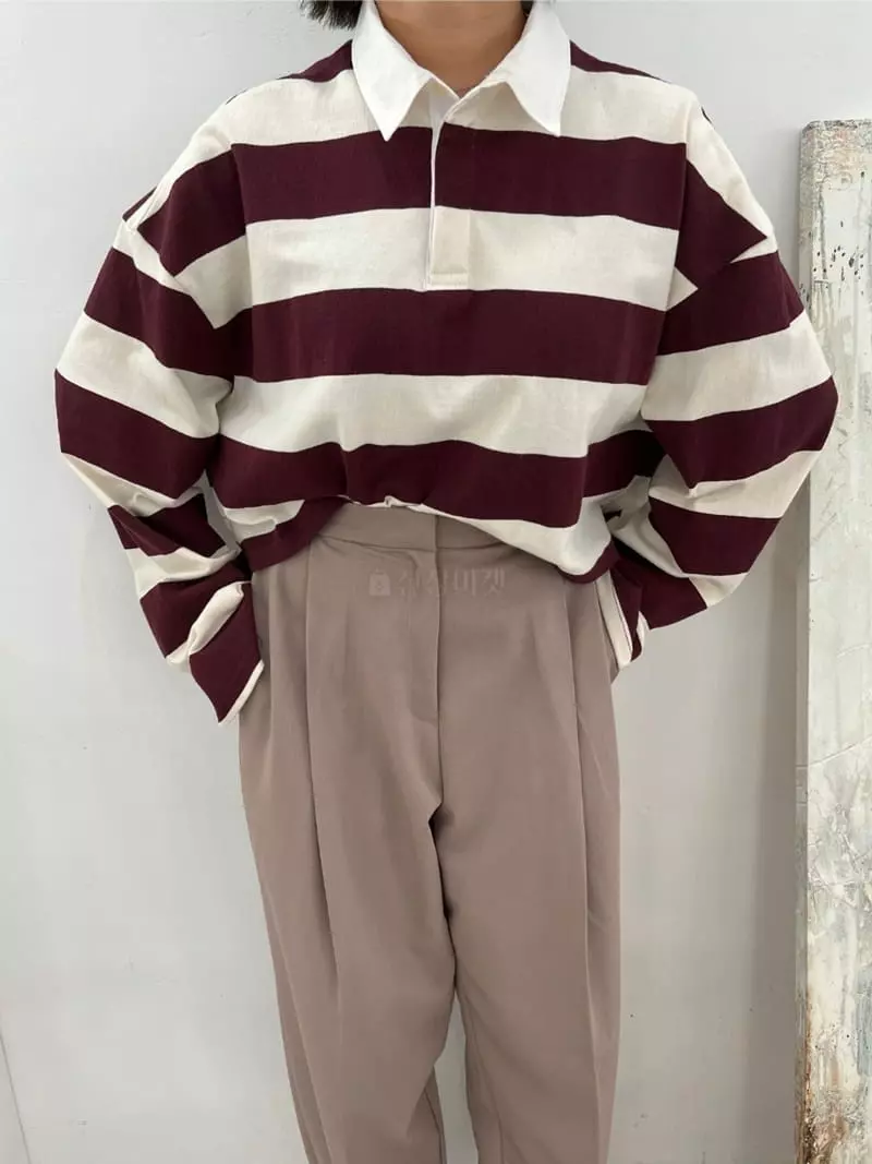 Analog Beige - Korean Women Fashion - #vintagekidsstyle - Strieps Rugby Tee - 2
