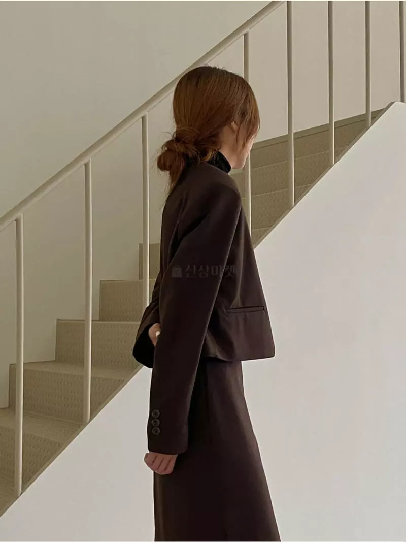 Analog Beige - Korean Women Fashion - #womensfashion - Herringbone No Collar Jacket - 7