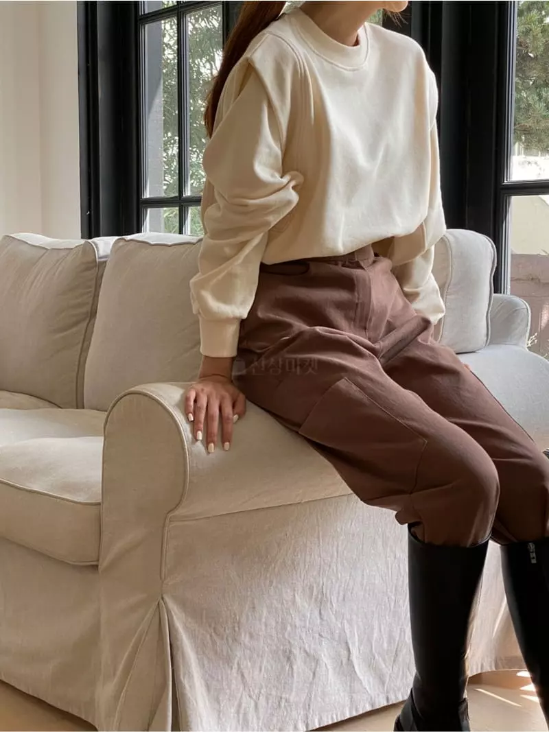 Analog Beige - Korean Women Fashion - #womensfashion - Slit Sweatshirt - 7
