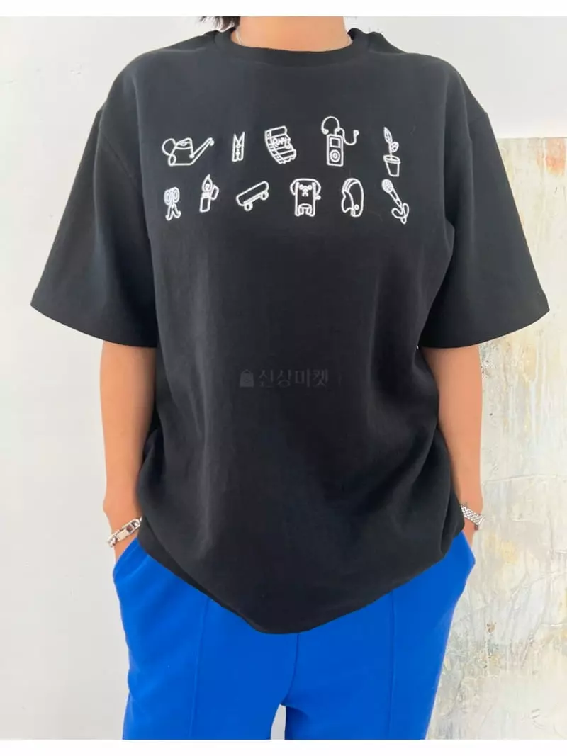 Analog Beige - Korean Women Fashion - #womensfashion - Embroidery Tee - 10