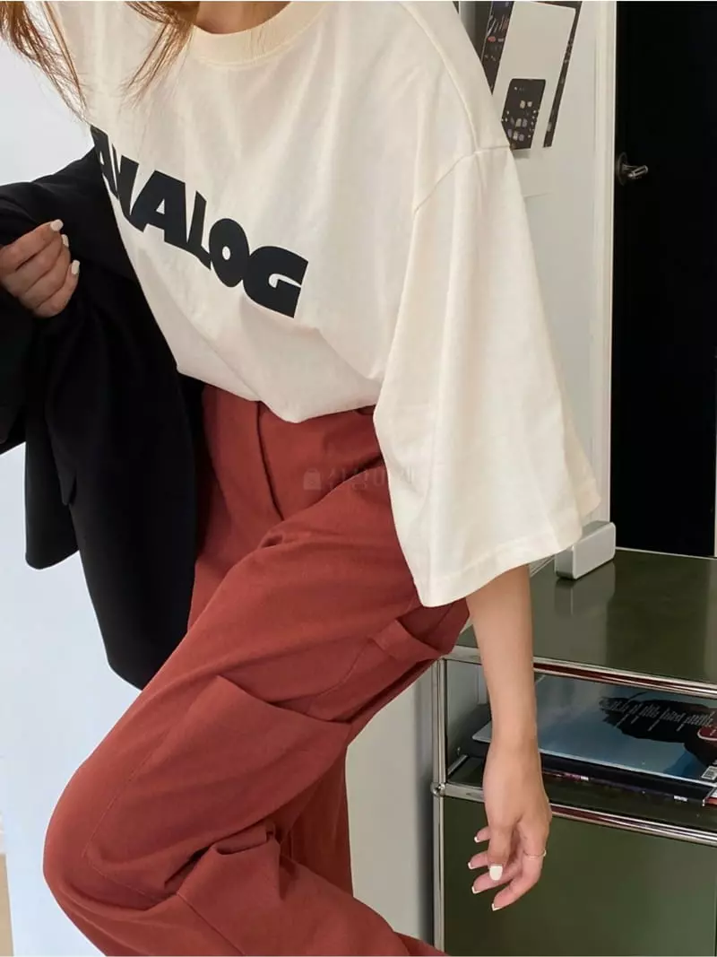 Analog Beige - Korean Women Fashion - #momslook - Analog Tee - 4