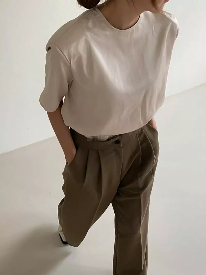 Analog Beige - Korean Women Fashion - #womensfashion - Silk Pad Tee - 3