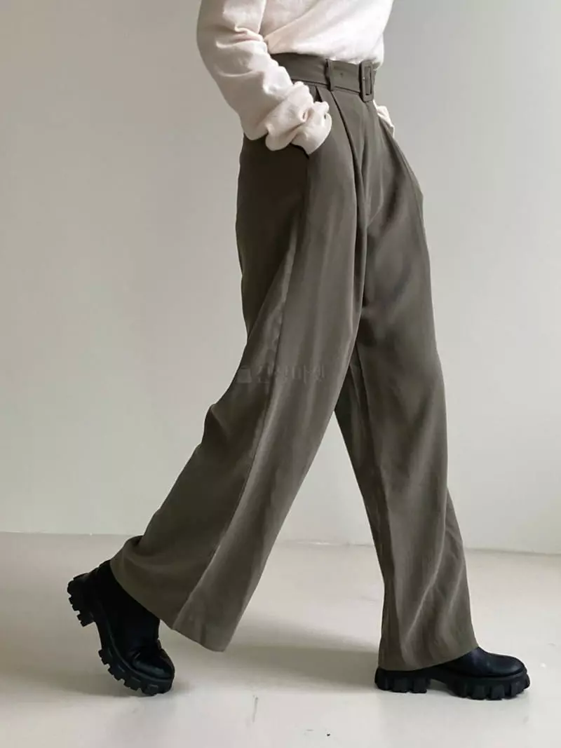 Analog Beige - Korean Women Fashion - #womensfashion - Belt Pants - 3