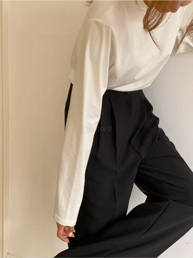 Analog Beige - Korean Women Fashion - #womensfashion - Half Turtleneck Tee