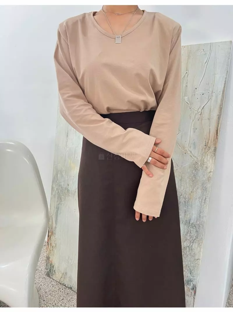 Analog Beige - Korean Women Fashion - #momslook - Modal Tee - 4
