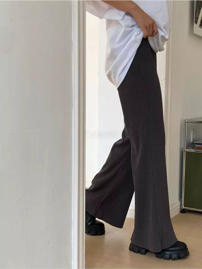 Analog Beige - Korean Women Fashion - #womensfashion - Rib Banding Pants - 10