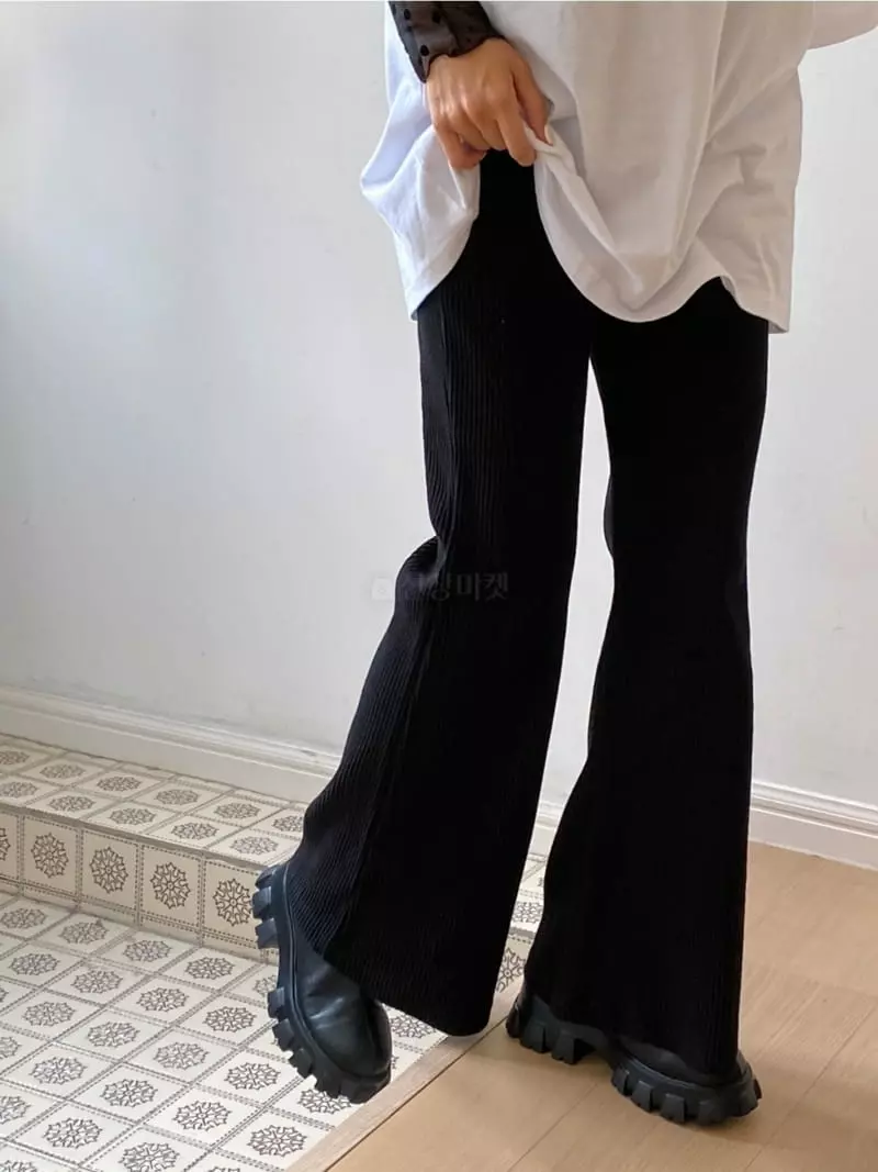 Analog Beige - Korean Women Fashion - #womensfashion - Rib Banding Pants - 12