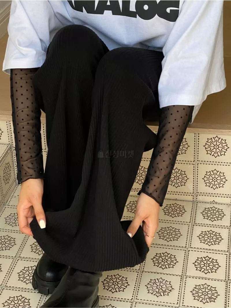Analog Beige - Korean Women Fashion - #womensfashion - Rib Banding Pants - 6