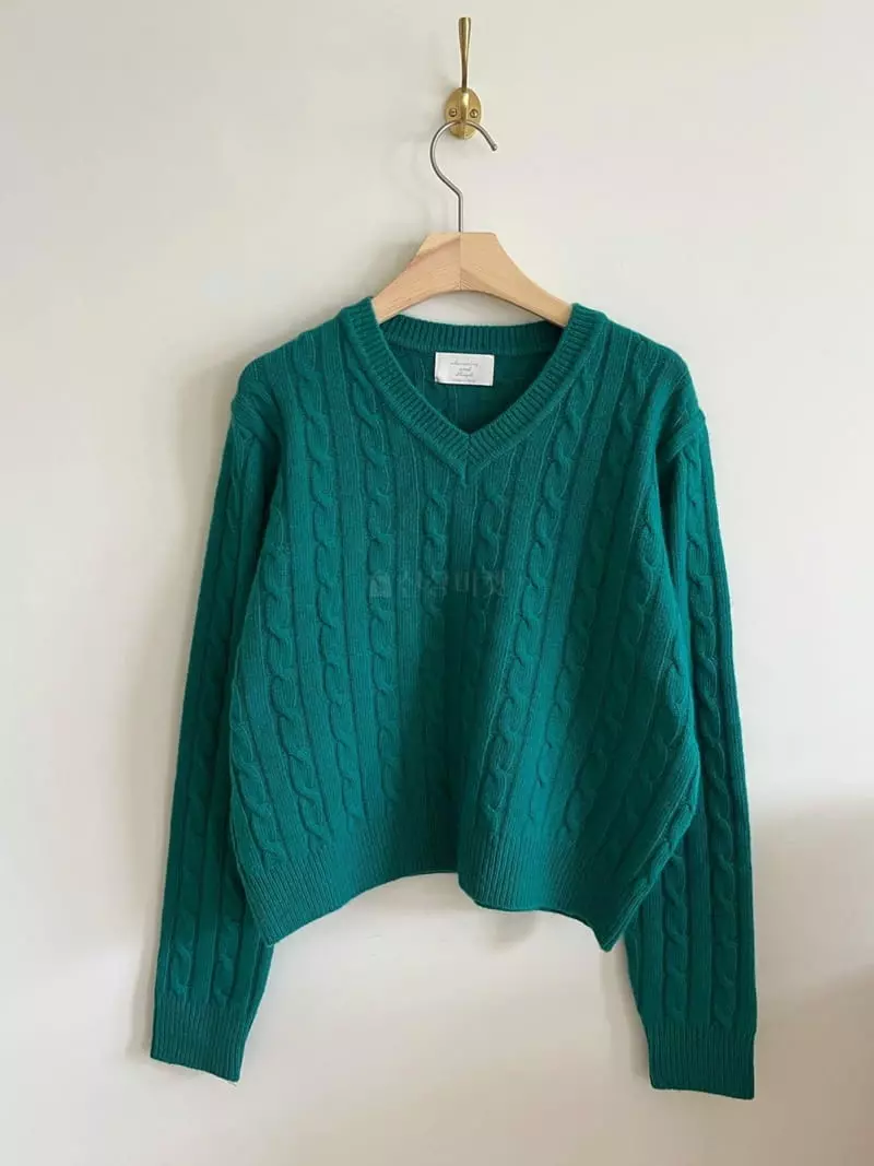 And Floyd - Korean Women Fashion - #momslook - Cable V Knit tEe - 3