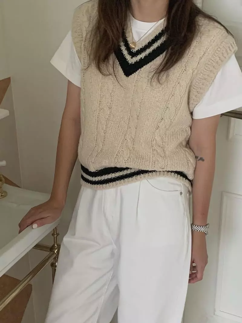 And Floyd - Korean Women Fashion - #womensfashion - Cable Nef Vest Knit