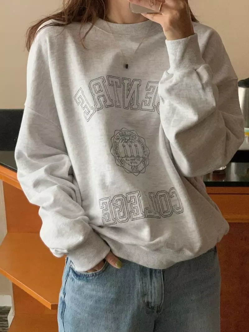 And Floyd - Korean Women Fashion - #womensfashion - College Sweatshirt