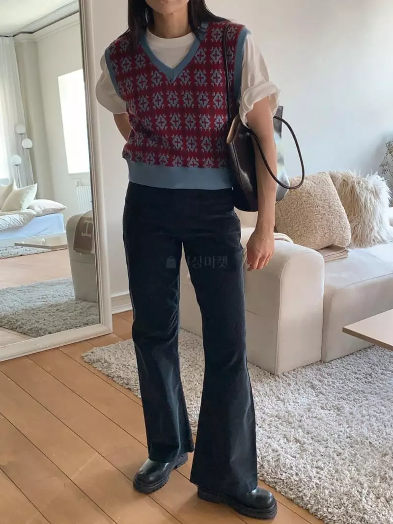 And More - Korean Women Fashion - #momslook - Jacquard Knit Tee - 2