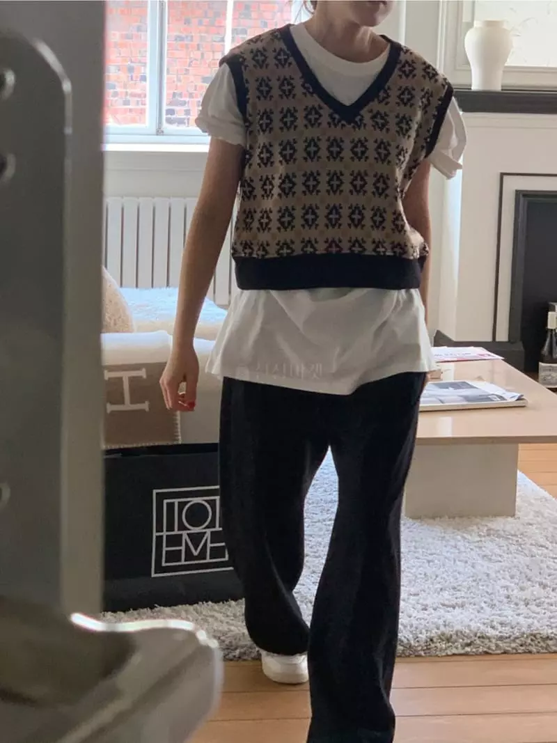 And More - Korean Women Fashion - #momslook - Jacquard Knit Tee - 6