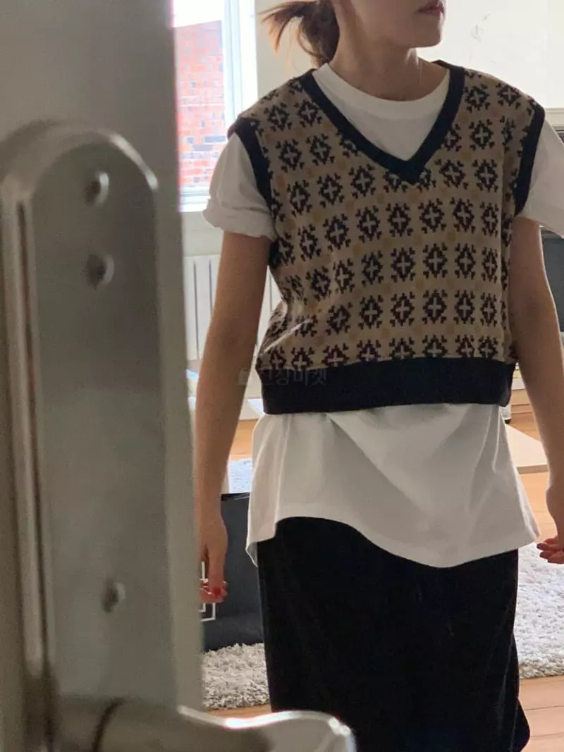 And More - Korean Women Fashion - #momslook - Jacquard Knit Tee - 8