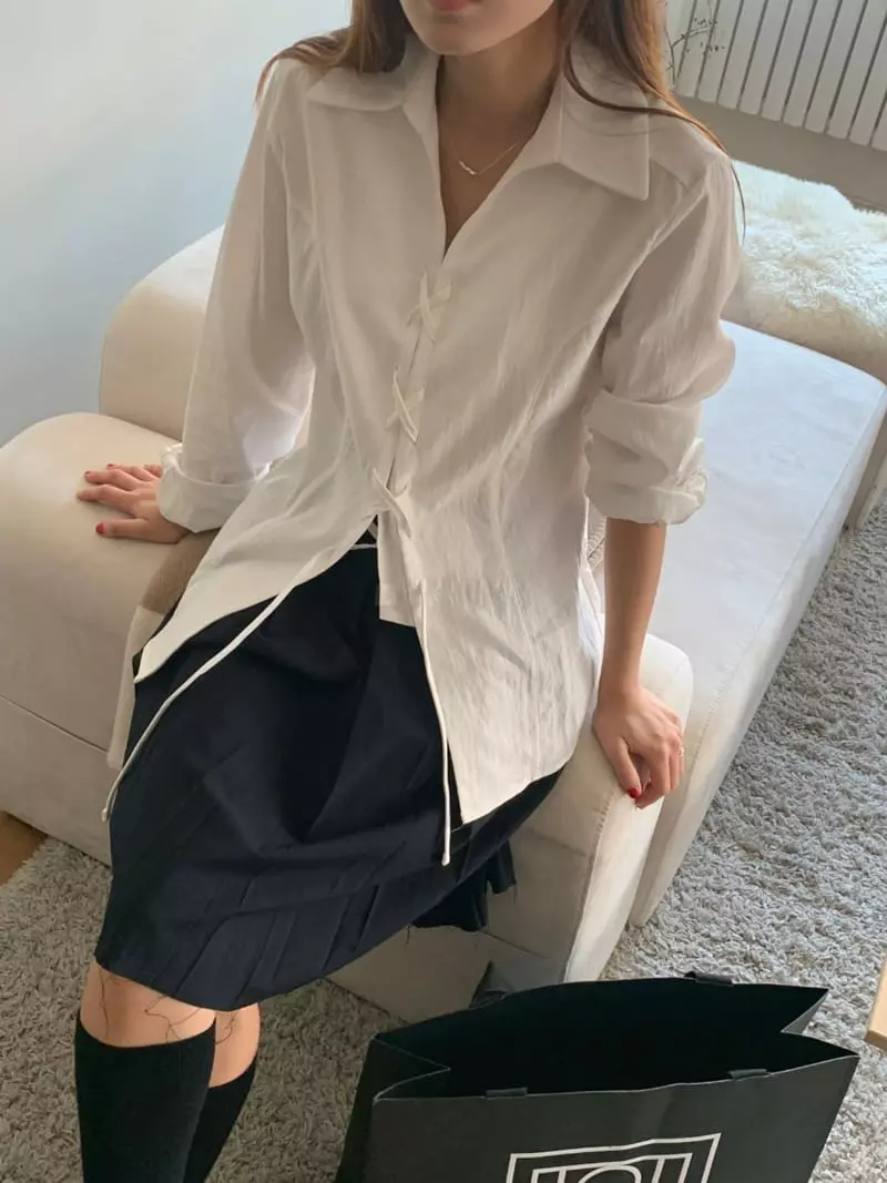 And More - Korean Women Fashion - #momslook - Eyelet Shirt Blouse - 2