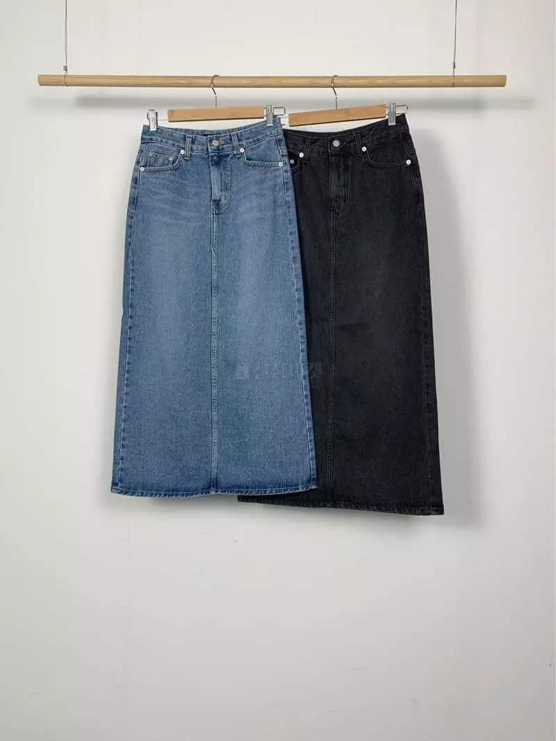 And More - Korean Women Fashion - #momslook - Slit Long Denim Skirt - 7