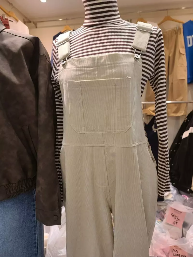 And More - Korean Women Fashion - #momslook - Pipi Rib Dungarees Pants - 3
