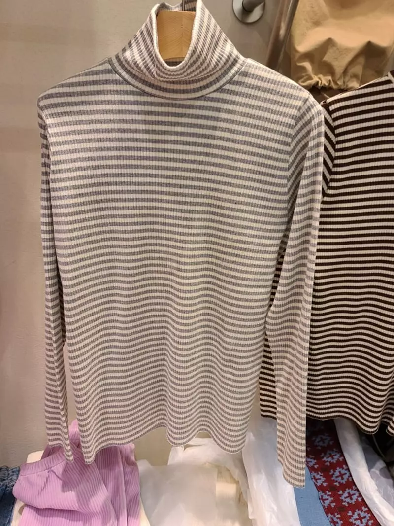 And More - Korean Women Fashion - #restrostyle - May Stripes Turtleneck Tee - 7