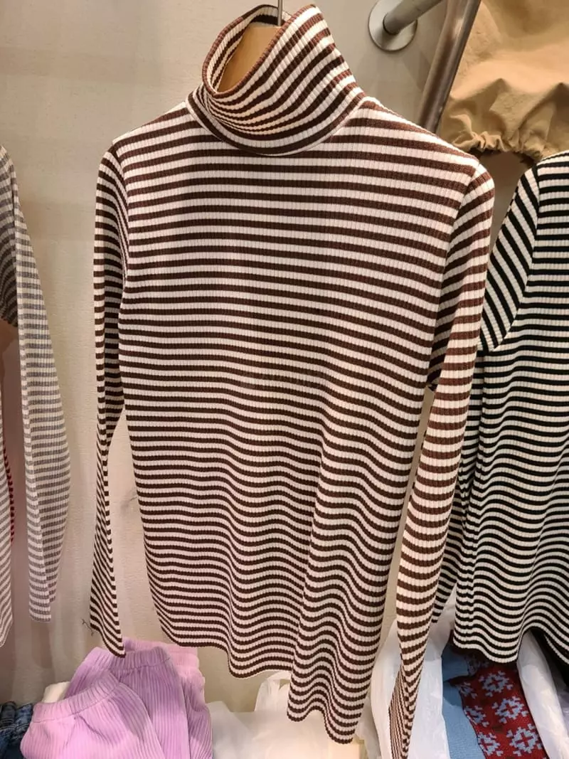 And More - Korean Women Fashion - #romanticstyle - May Stripes Turtleneck Tee - 8