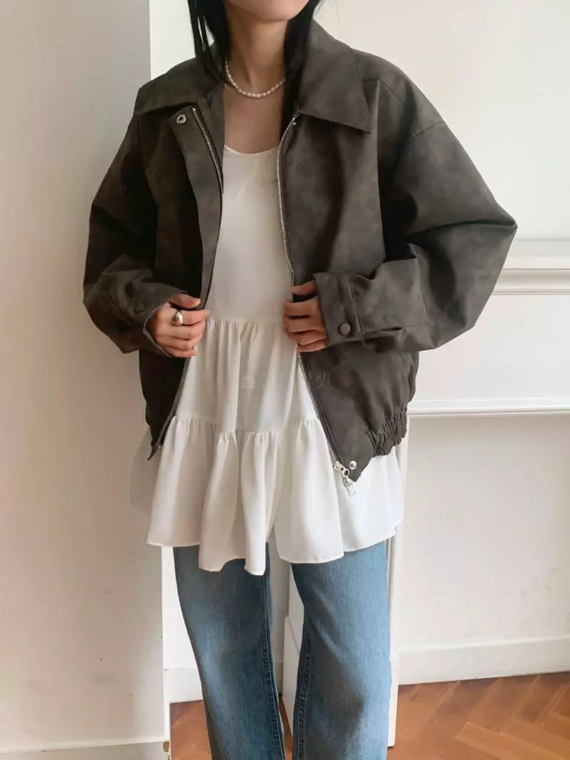 And More - Korean Women Fashion - #womensfashion - Pigment Leather Jacket - 3