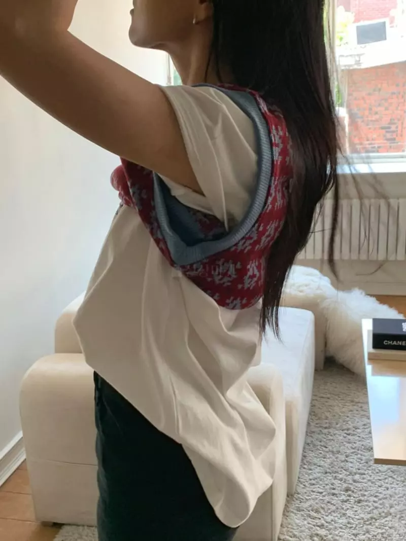 And More - Korean Women Fashion - #womensfashion - Jacquard Knit Tee - 3