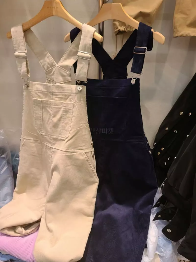 And More - Korean Women Fashion - #momslook - Pipi Rib Dungarees Pants - 4