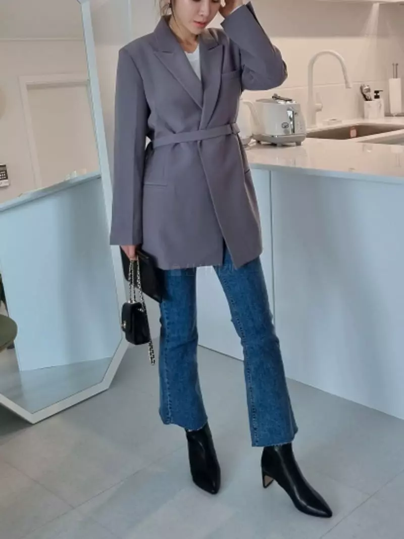 Ann Margret - Korean Women Fashion - #momslook - Twill Belt Jacket - 11