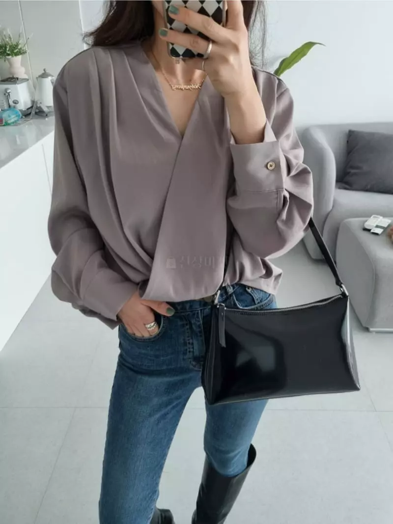 Ann Margret - Korean Women Fashion - #momslook - Cross Blouse - 2