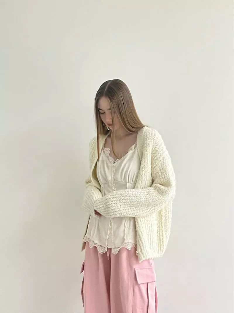 Another Avenue - Korean Women Fashion - #momslook - Bubble Knit Cardigan - 11