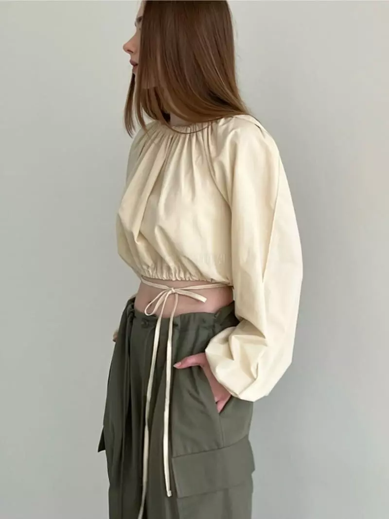 Another Avenue - Korean Women Fashion - #romanticstyle - Tencel Wrap Blouse - 6