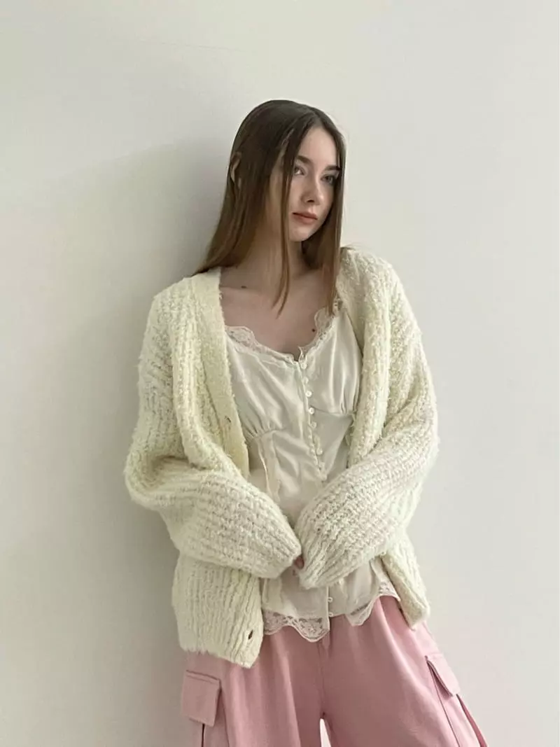 Another Avenue - Korean Women Fashion - #momslook - Bubble Knit Cardigan - 4