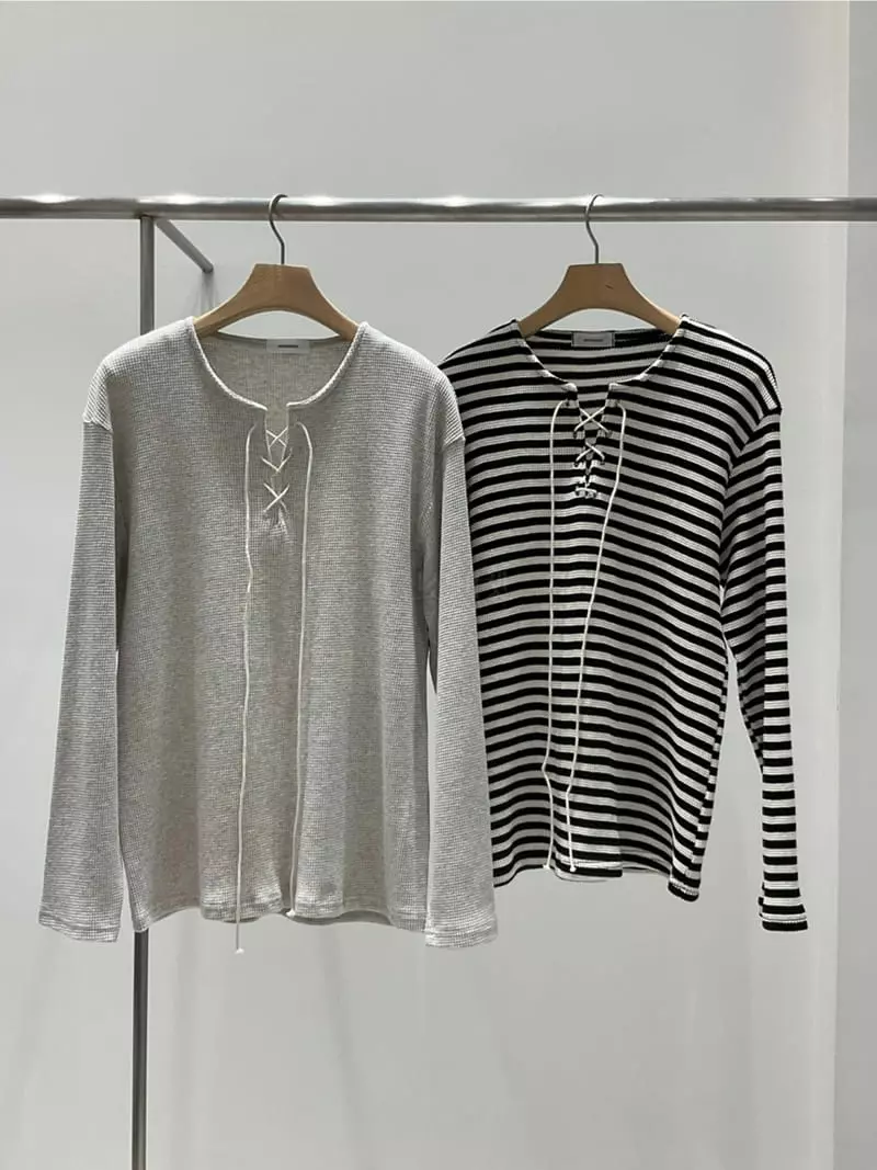 Another Muse - Korean Women Fashion - #momslook - Waffle String Tee