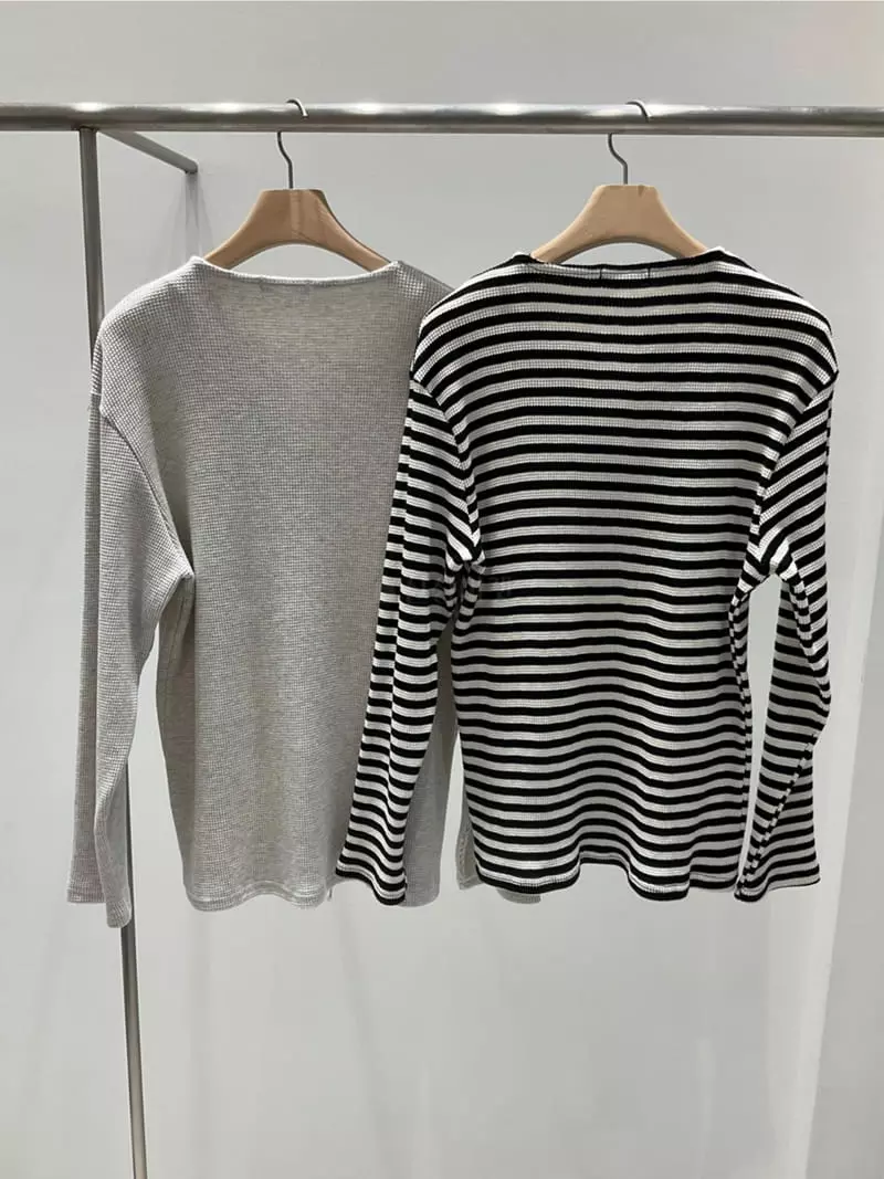 Another Muse - Korean Women Fashion - #momslook - Waffle String Tee - 3