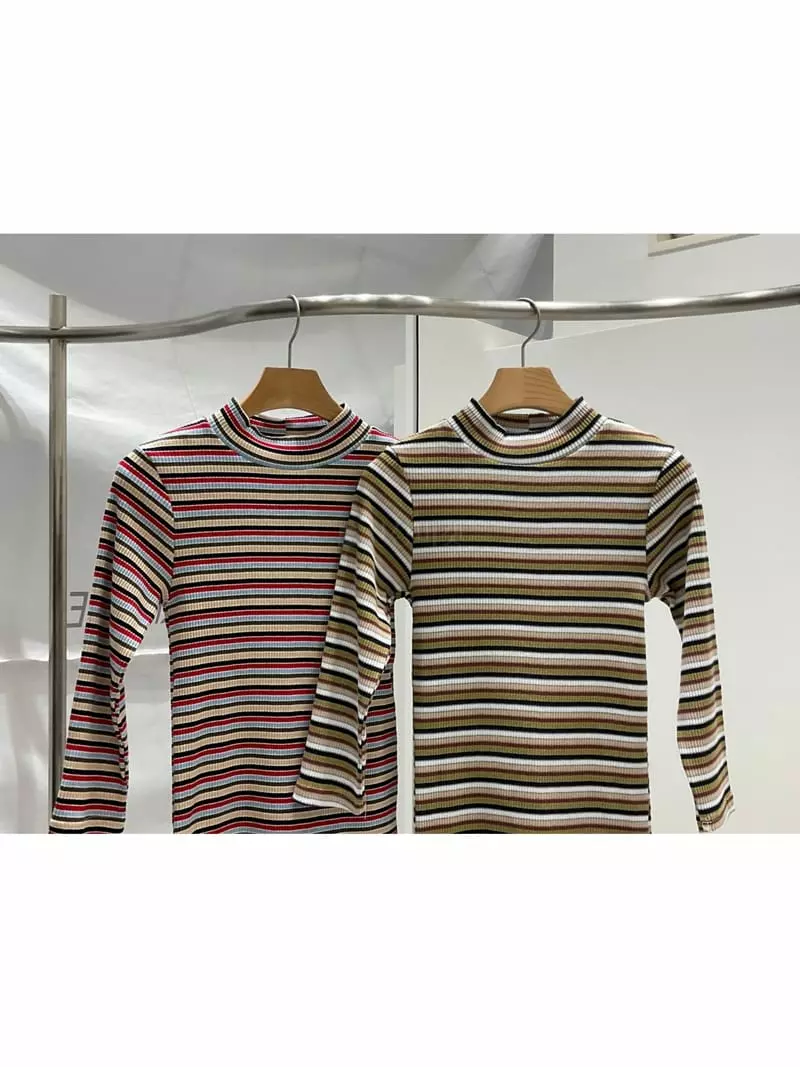 Another Muse - Korean Women Fashion - #momslook - Stripes Half Tee - 3
