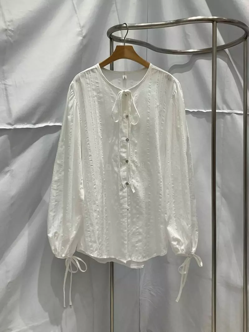 Another Muse - Korean Women Fashion - #pursuepretty - Ribbon Blouse - 2