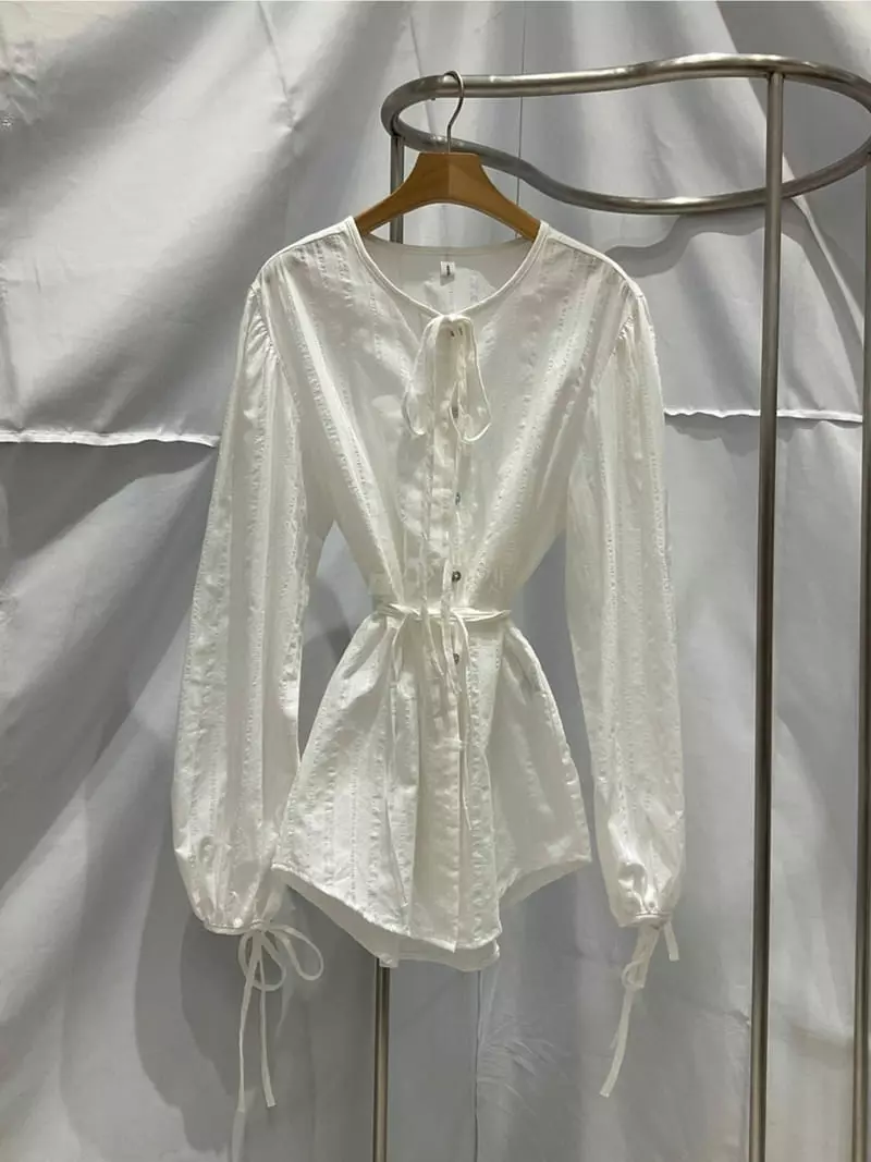Another Muse - Korean Women Fashion - #restrostyle - Ribbon Blouse - 3