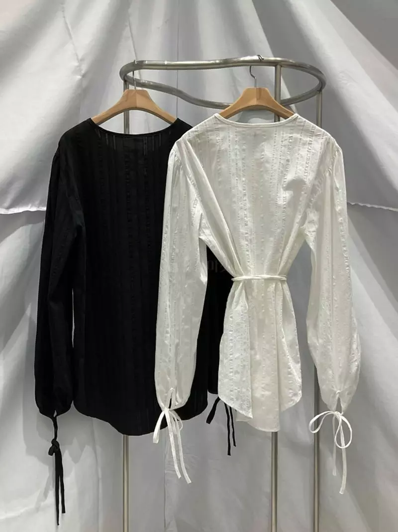 Another Muse - Korean Women Fashion - #shopsmall - Ribbon Blouse - 5