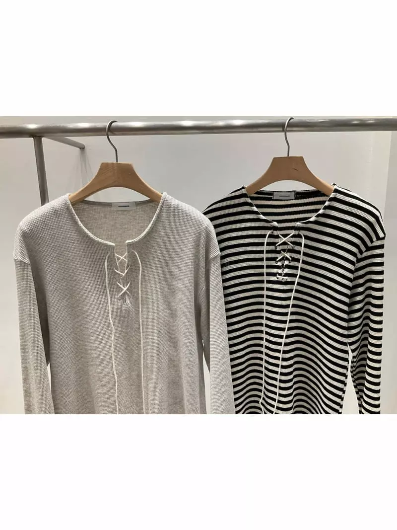 Another Muse - Korean Women Fashion - #womensfashion - Waffle String Tee - 2