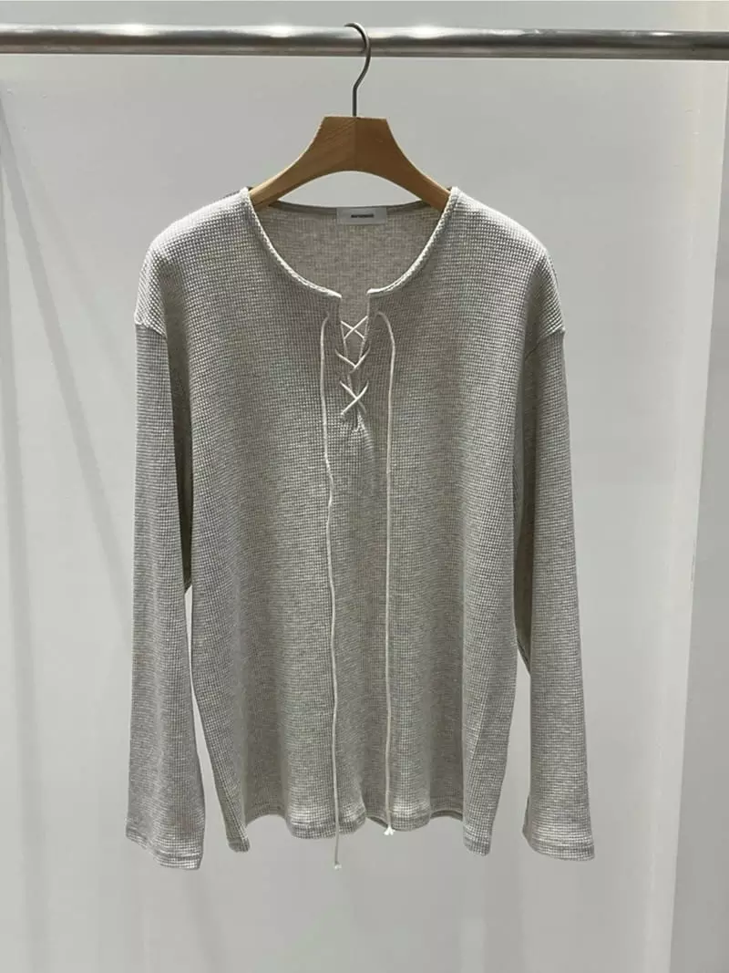 Another Muse - Korean Women Fashion - #momslook - Waffle String Tee - 4