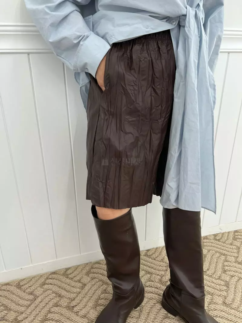 Arr - Korean Women Fashion - #momslook - Leather Wrinkle Pants - 3