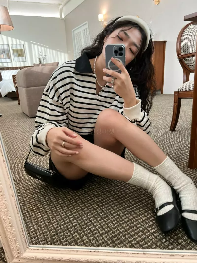 Arr - Korean Women Fashion - #momslook - Stripes Sweatshirt